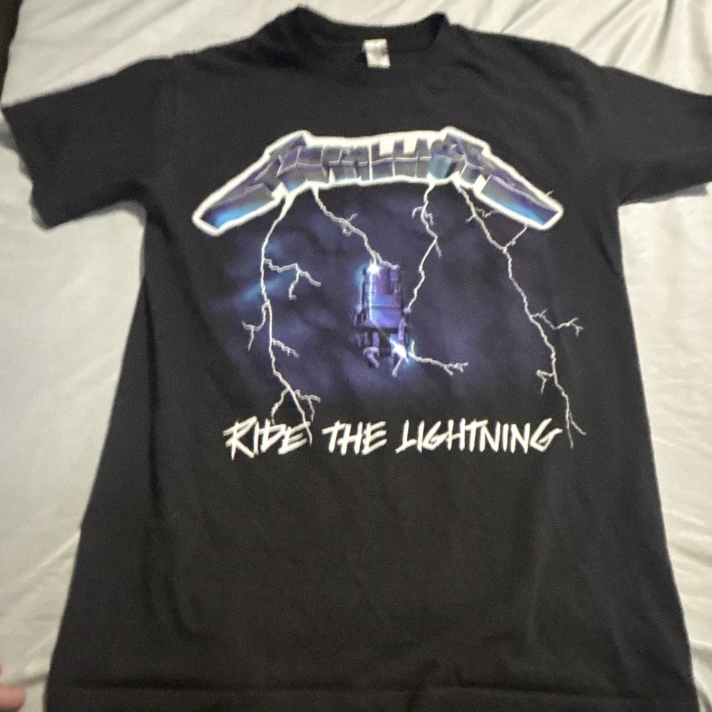 Metallica Ride the Lightning Black Graphic T-Shirt w/ Tracklist Size S